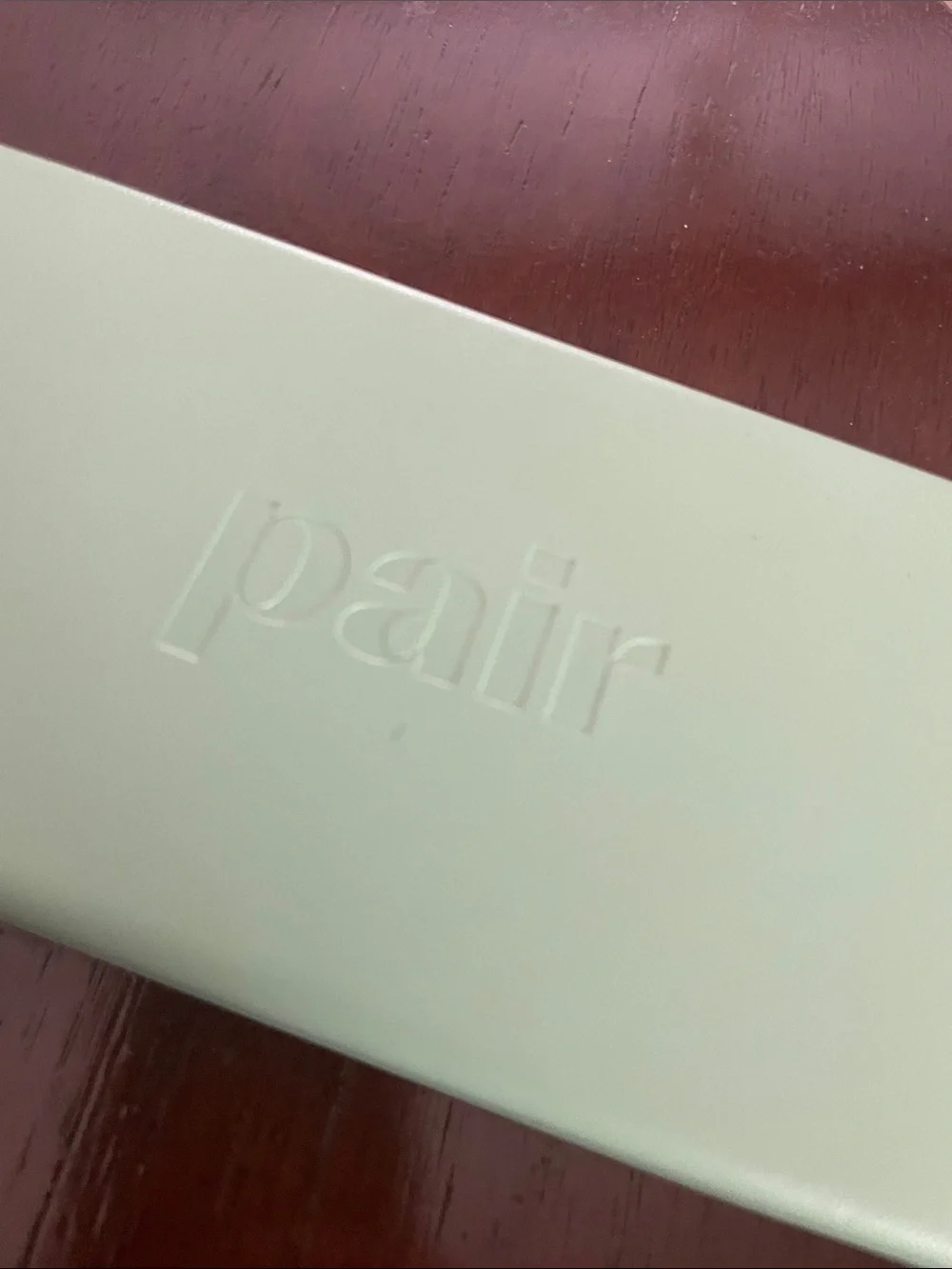 PAIR The Essential eye glasses clamshell rectangle case mint green